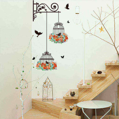 Cute Bird Cage Wall Stickers