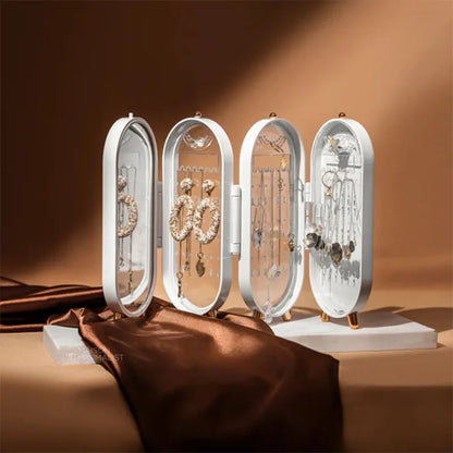 Foldable Jewelry Storage Box with Mirror