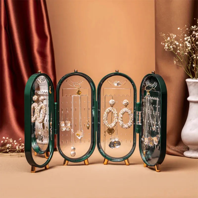 Foldable Jewelry Storage Box with Mirror