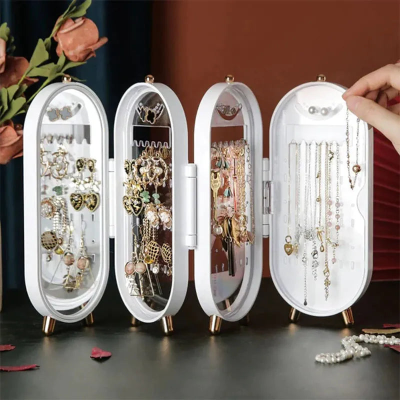 Foldable Jewelry Storage Box with Mirror