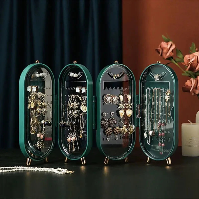 Foldable Jewelry Storage Box with Mirror