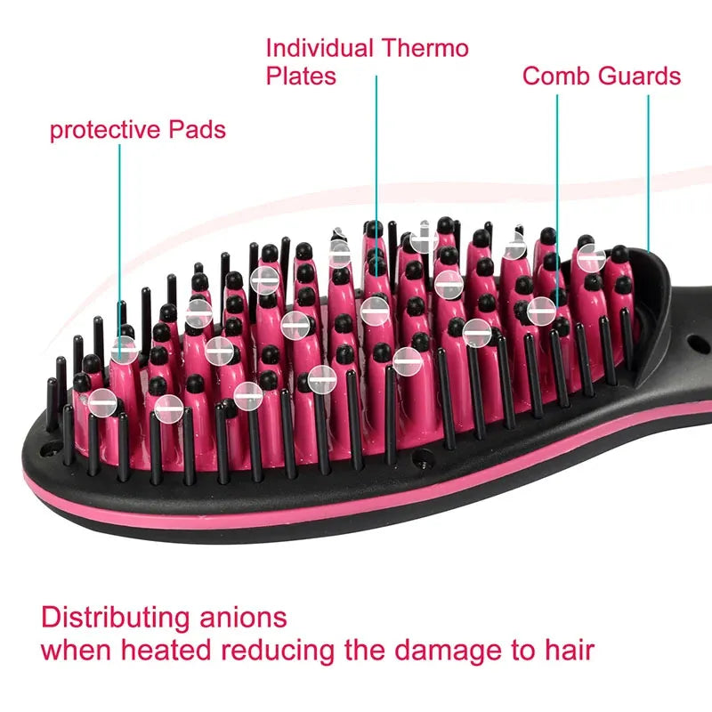Fast Straightening Electric Hair Comb LCD Display Digital Heating