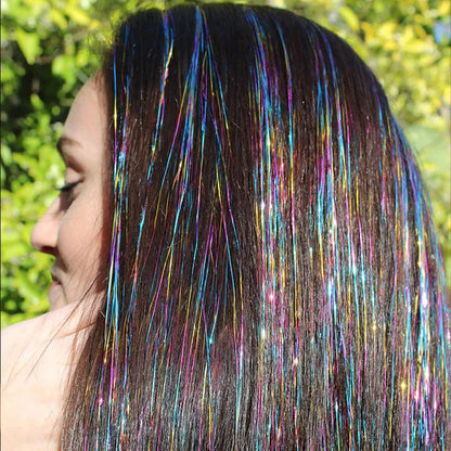 Hair Tinsel Shiny Glitter Hair Extensions (Rainbow Colours)