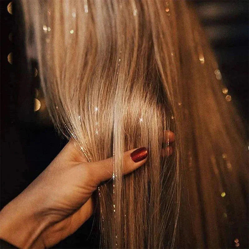 Hair Tinsel Shiny Glitter Hair Extensions (Rainbow Colours)