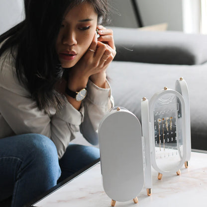 Foldable Jewelry Storage Box with Mirror