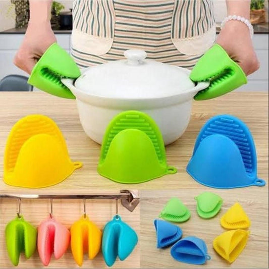 Silicone Pot Holder Pair Durable Pinch Mitts in Vibrant Colour