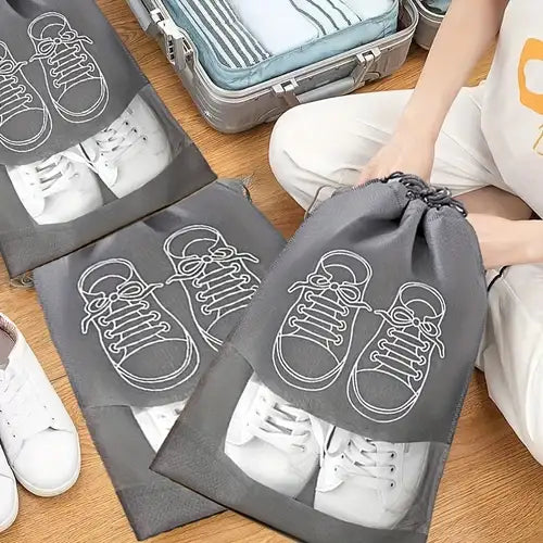 Printed Shoe Bag with Drawstring (Pack of 3)